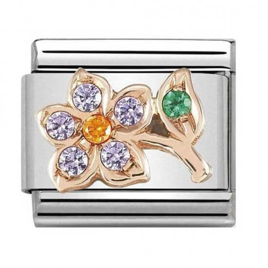 Composable Classic 9k Rose Gold CZ Flower Lilac Link