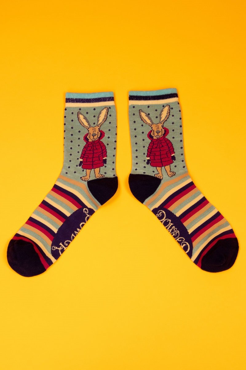 Puffa Jacket Bunny Ankle Socks- Ice