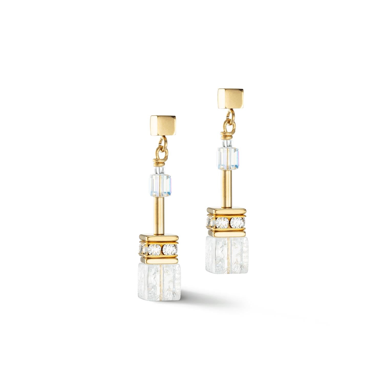 GeoCUBE Iconic Gold & White Nature Earrings