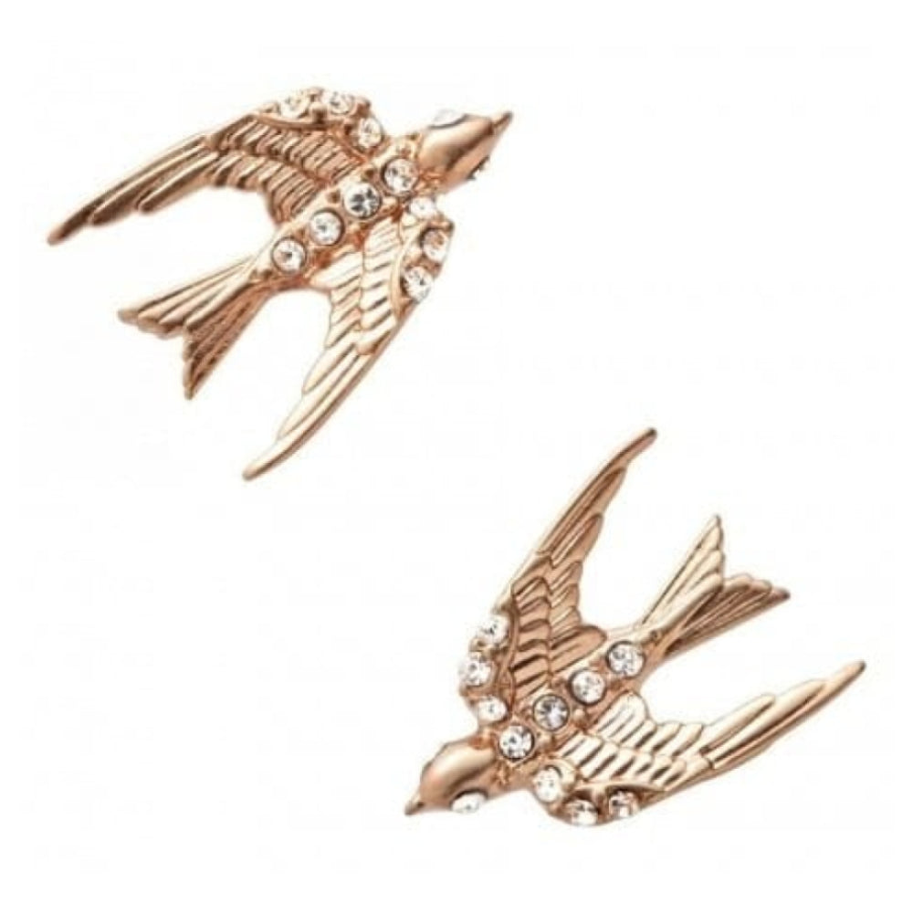Ladies Rose Gold Steel Rare Bird Earrings