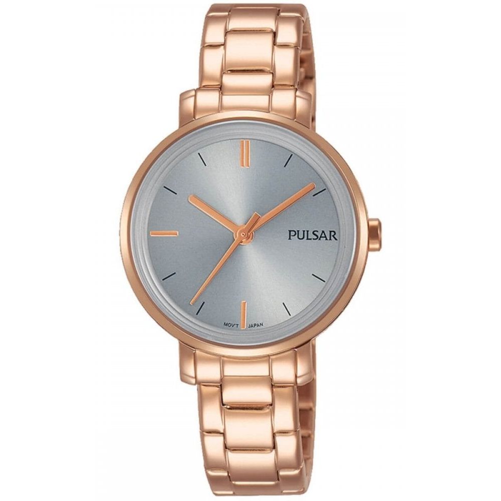 Rose Gold Plated Bracelet Strap & Case With Grey Dial Ladies Watch