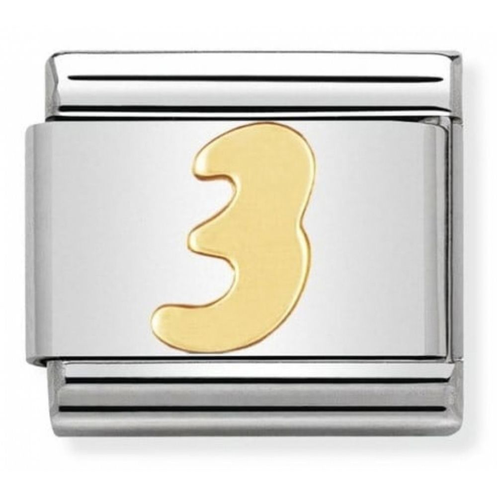 Classic 3 Number In Stainless Steel With 18k Gold Charm