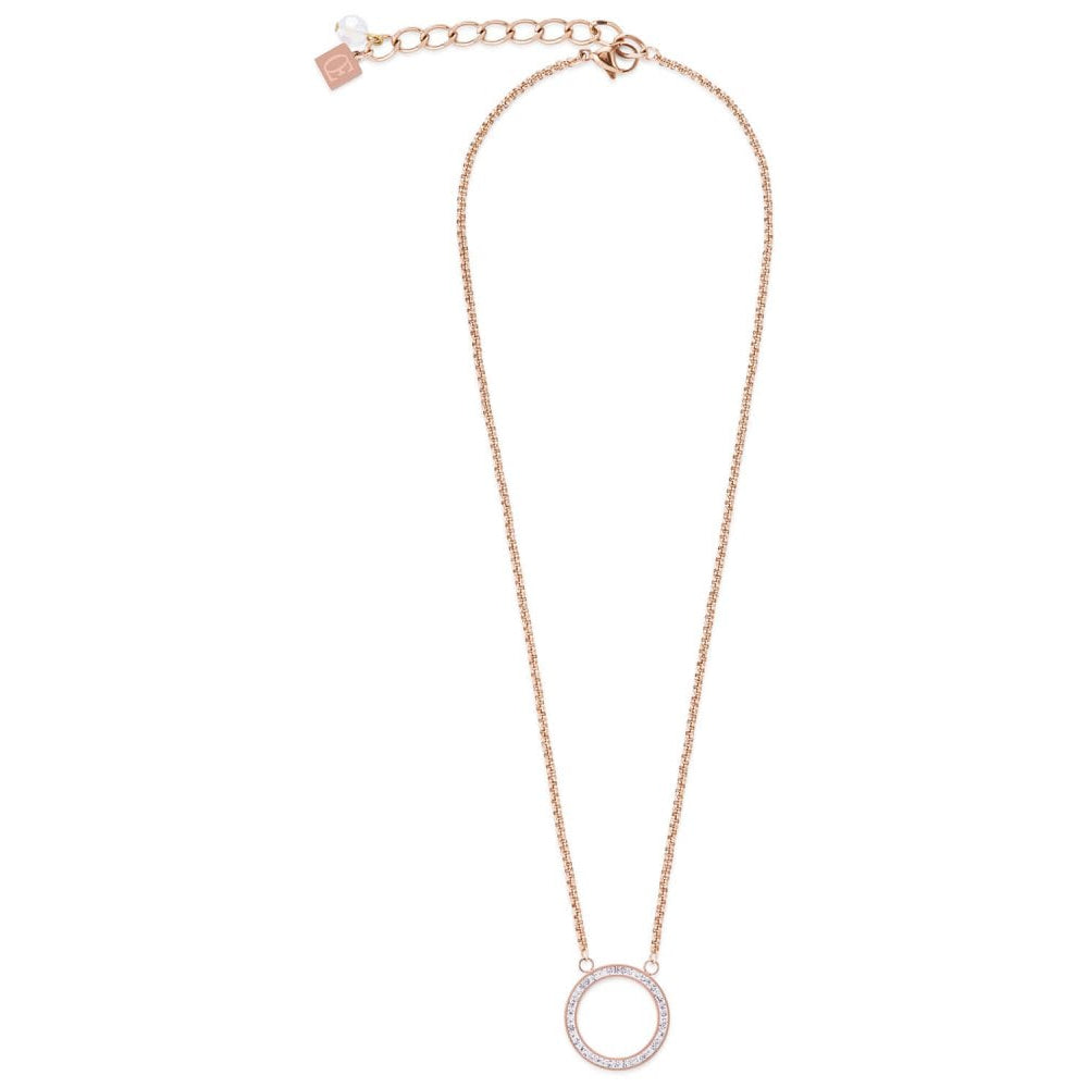 Crystal Circle Pendant Rose Gold Plated Necklace