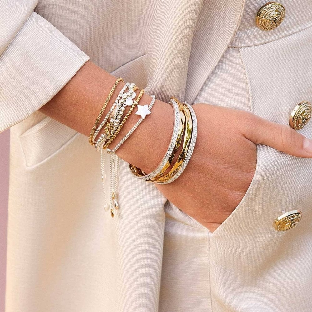 Bracelet Bar | Gold | Hammered Bangle | 20cm Adjustable