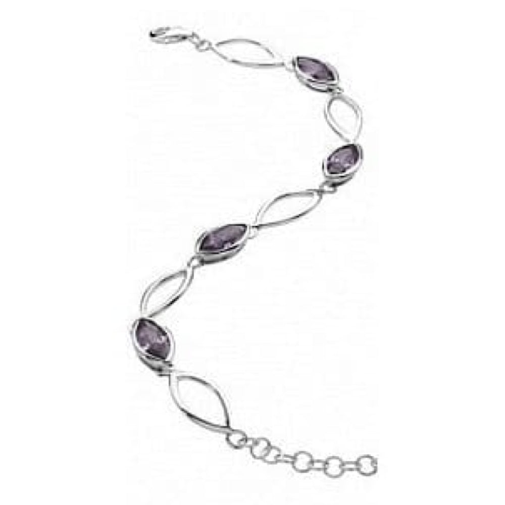 Linked Marquise Bracelet With Purple CZ