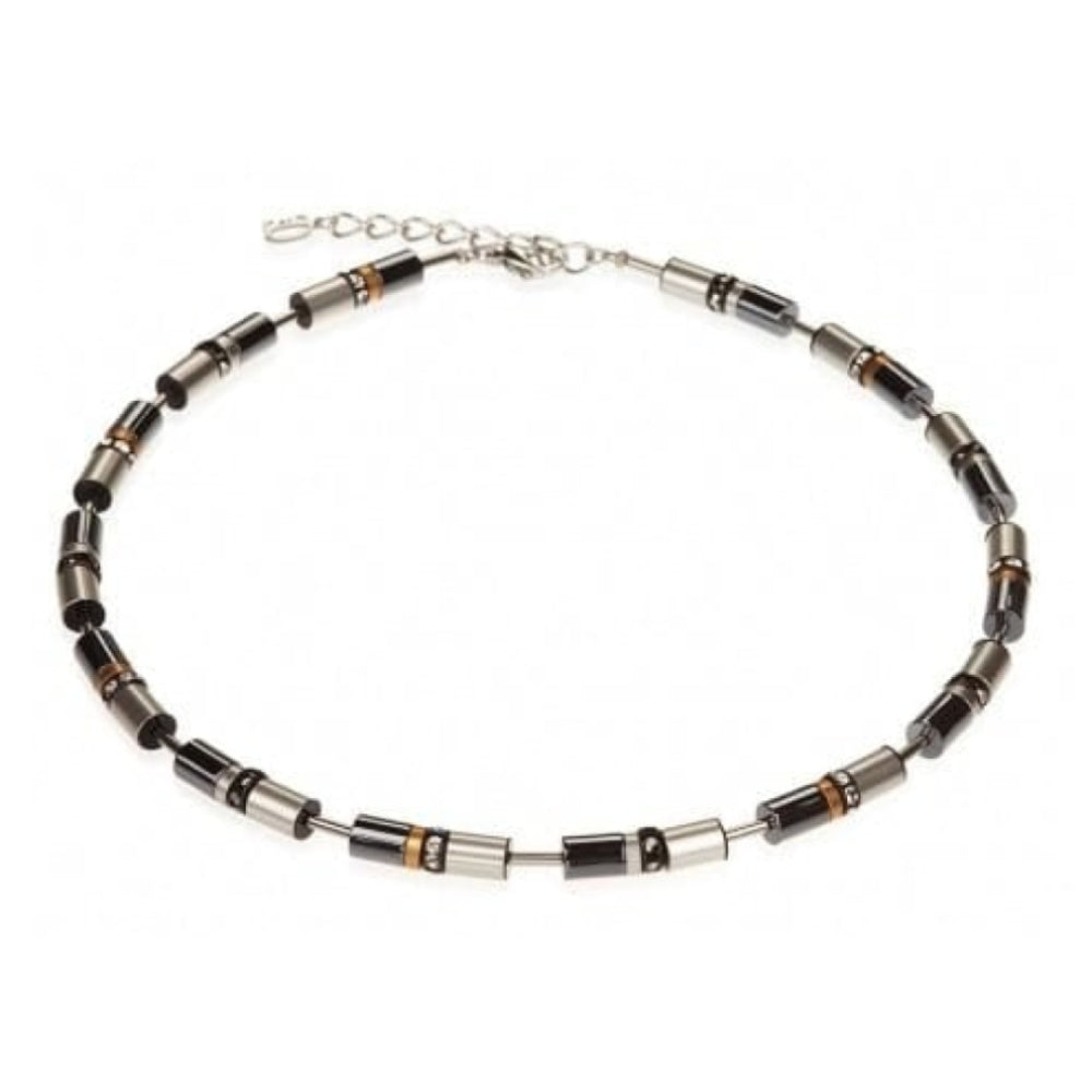 Diamond-Cut Aluminium Cylinder Bead Necklace With Swarovski