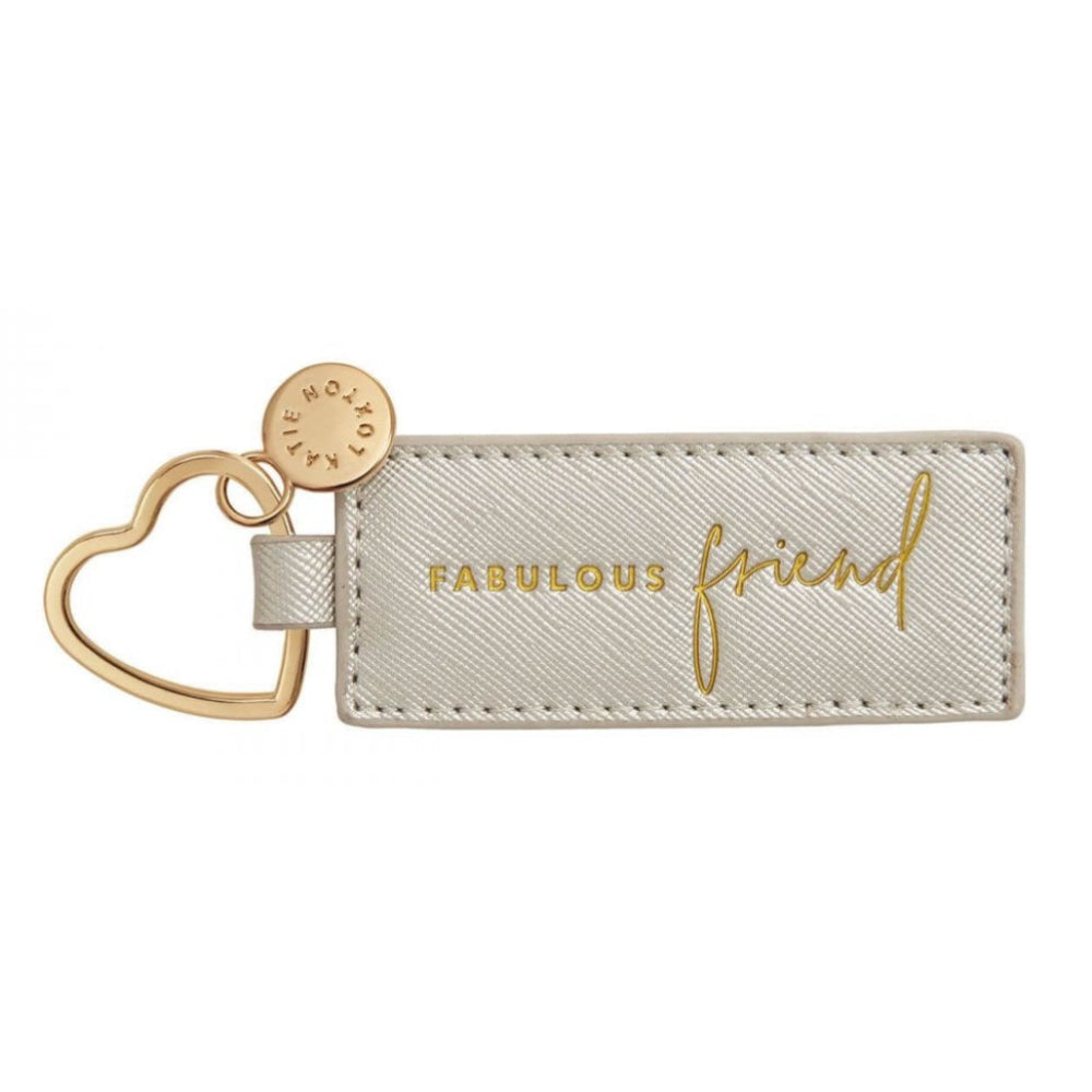 Sentiment Heart Keyring | Fabulous Friend | Silver | 8x3cm