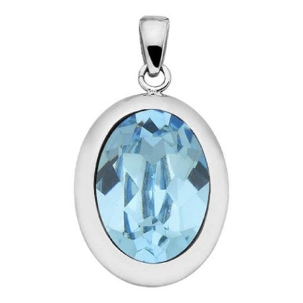 Pendant Tivola Aquamarine Crystal Big Silver