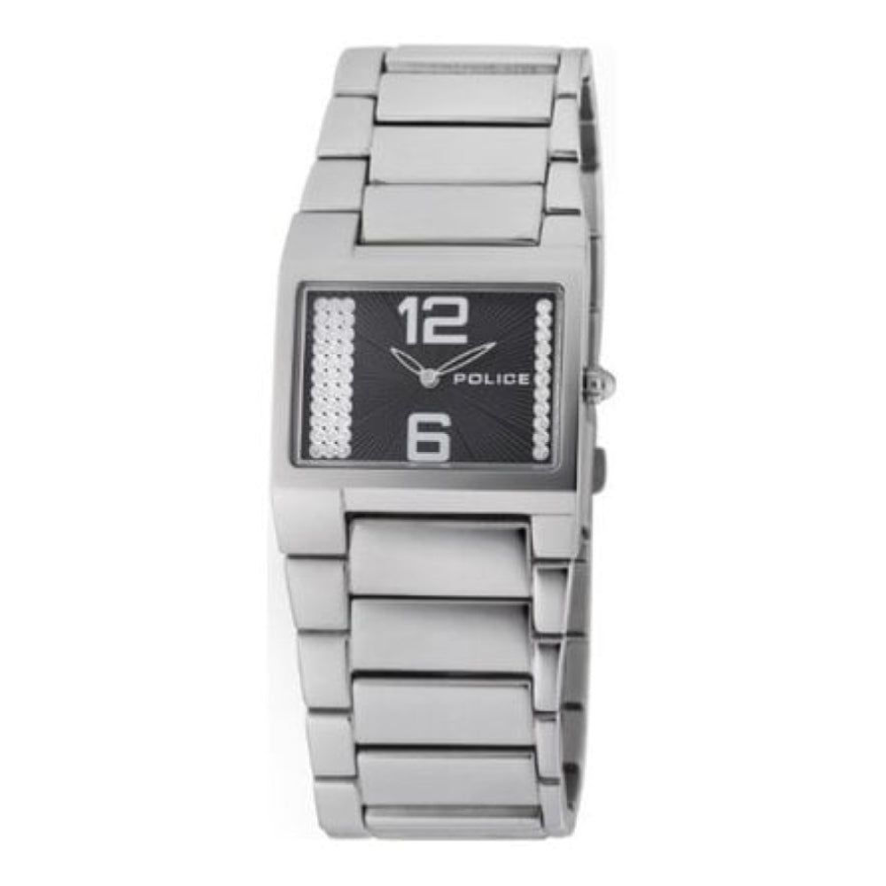 Stainless Steel Black Stone Set Dial & Bracelet Strap Vanity Ladies Watch
