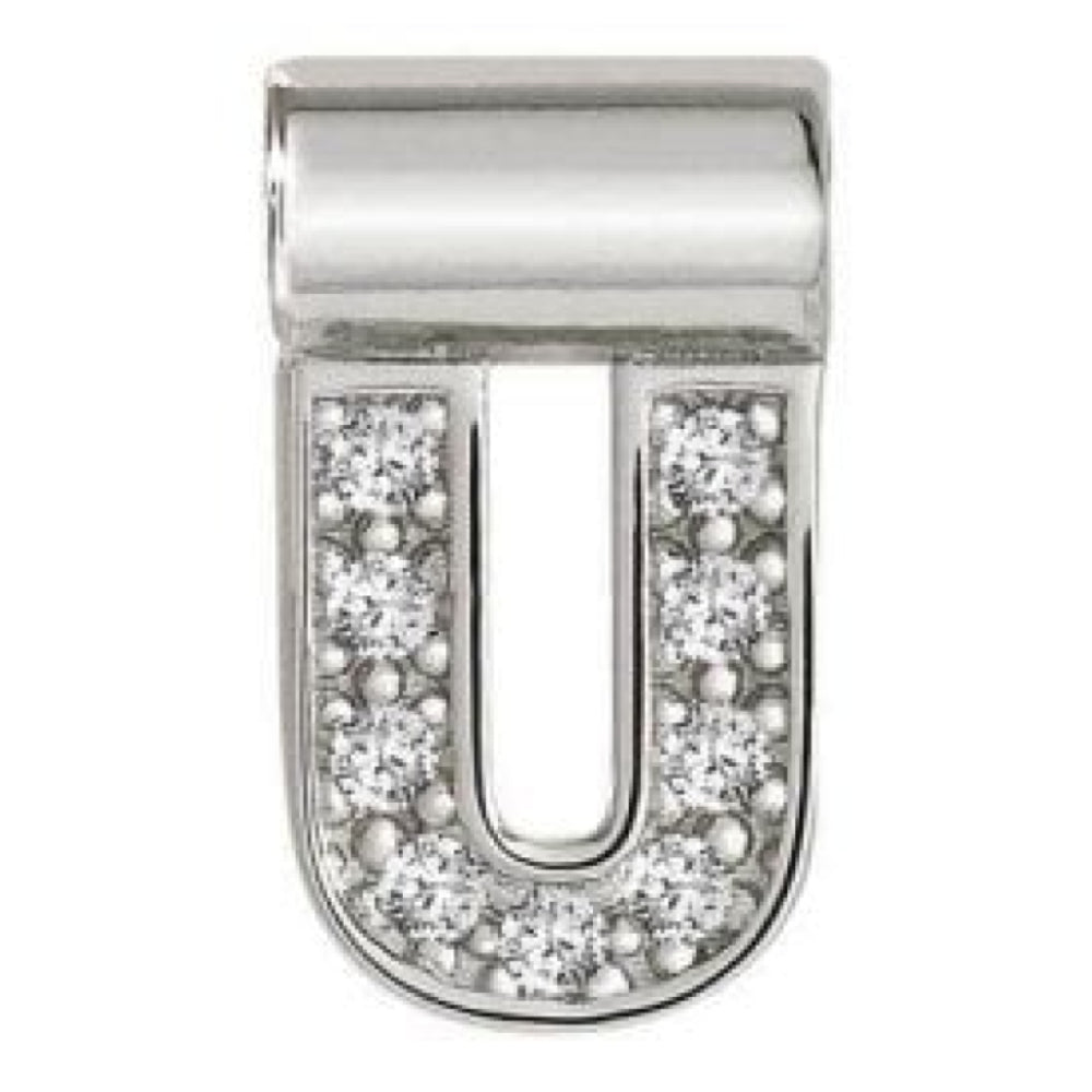 Seimia Silver Cubic Zirconia Letter U Charm