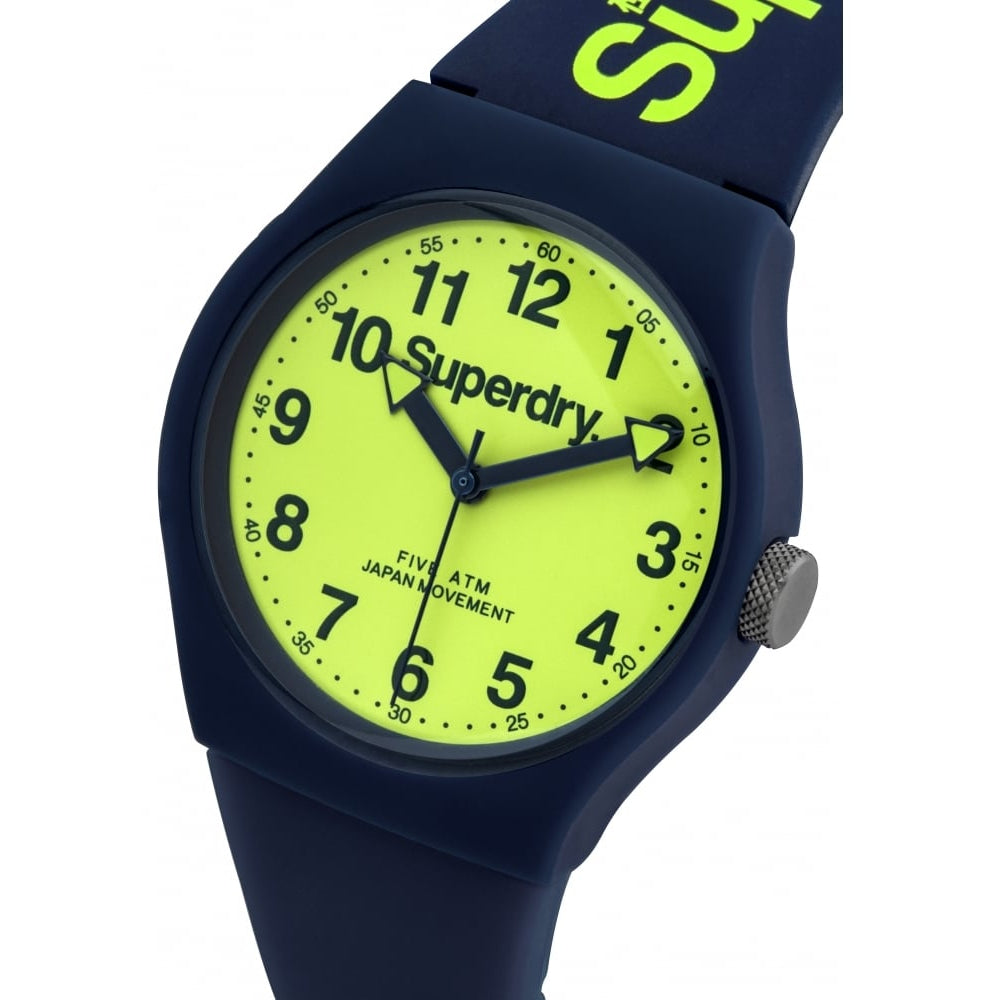 Urban' Navy Silicone Strap Watch With Lime Dial