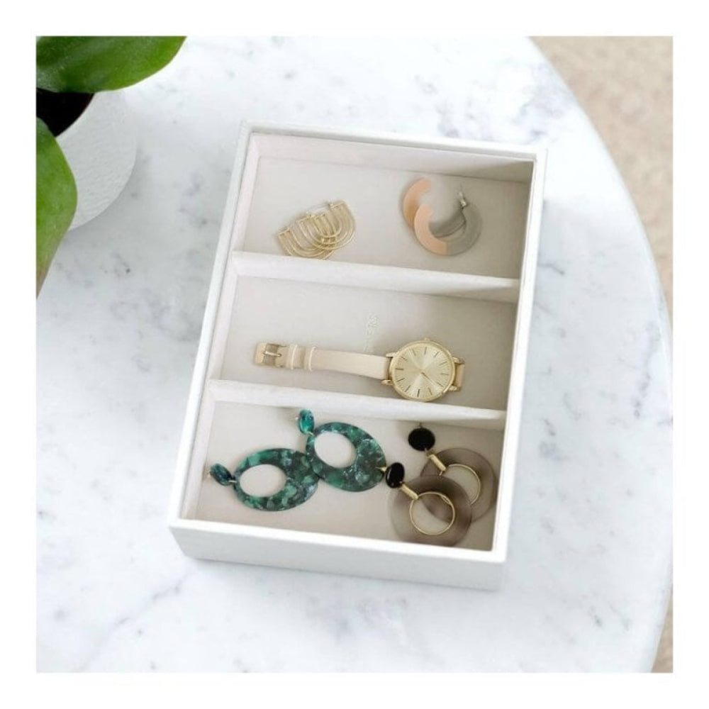 Chalk White Croc Deep 3 Section Classic Stacker