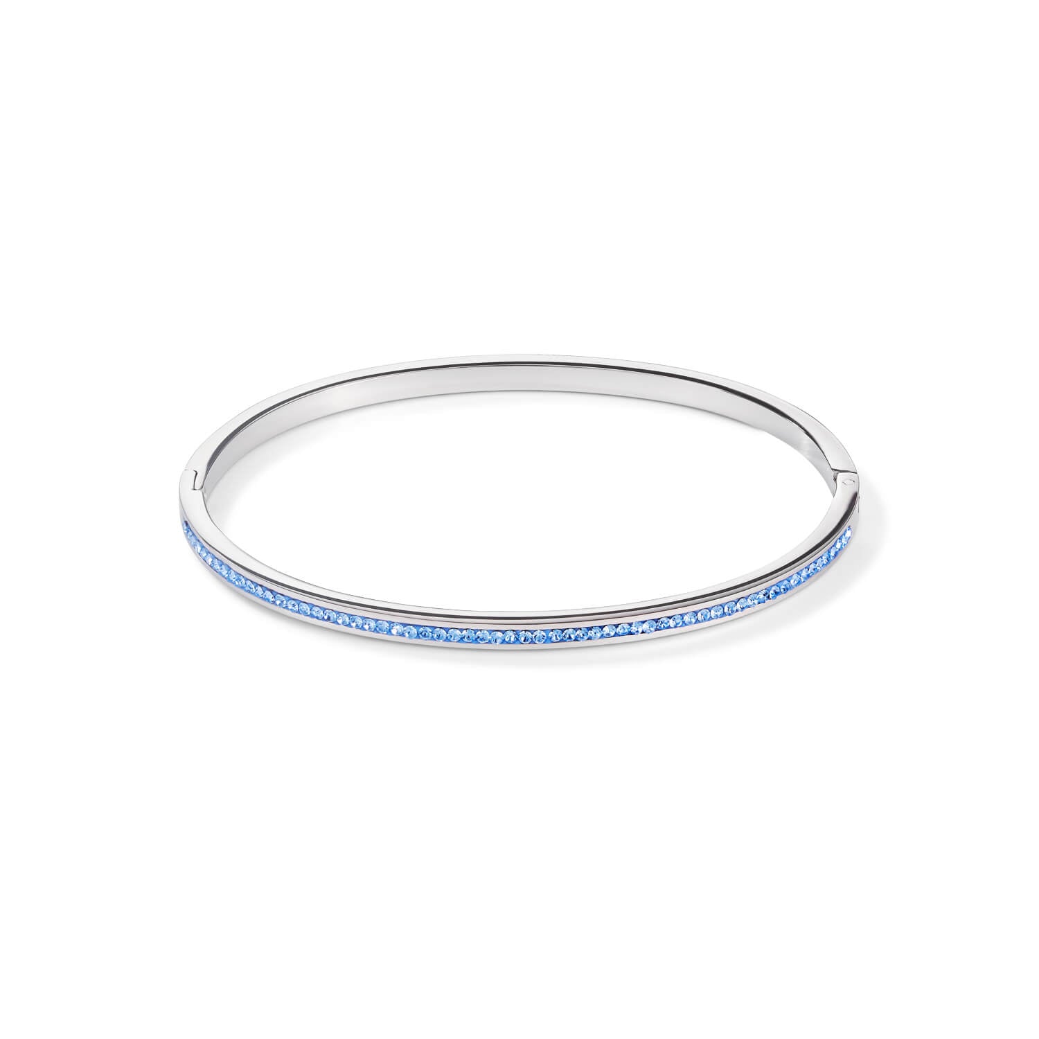 Crystals Pave Light Blue Silver Slim Bangle