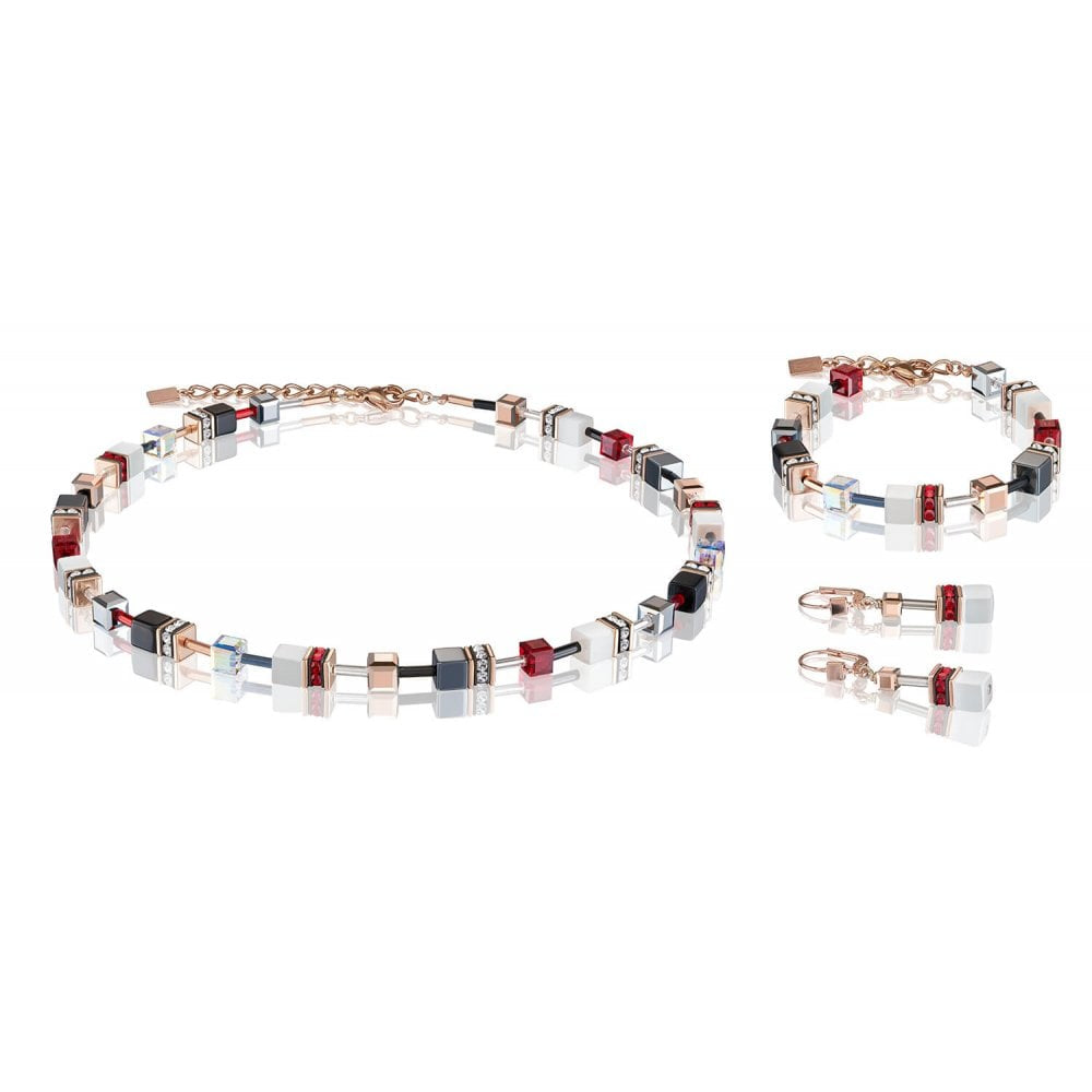 Red Geo Cube Rose Gold Bracelet