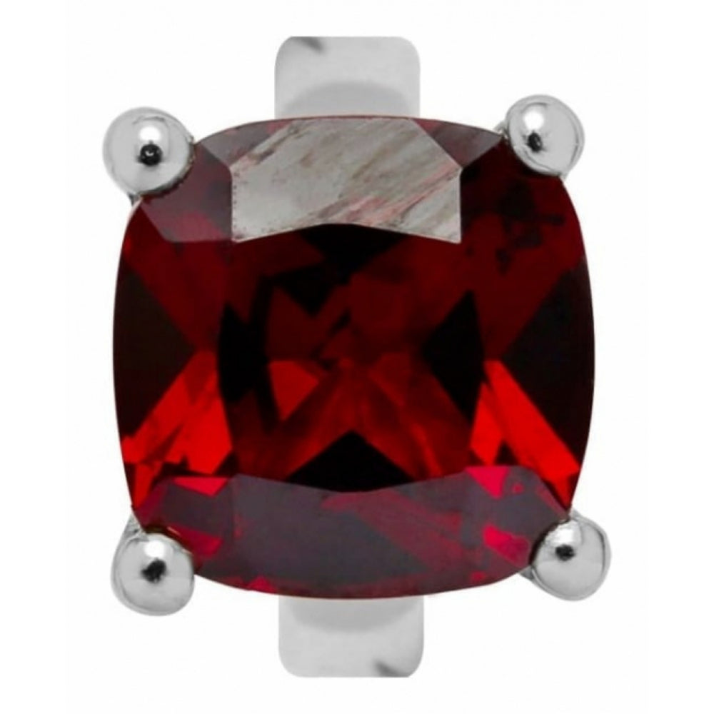Red Square Crystal Sterling Silver Charm