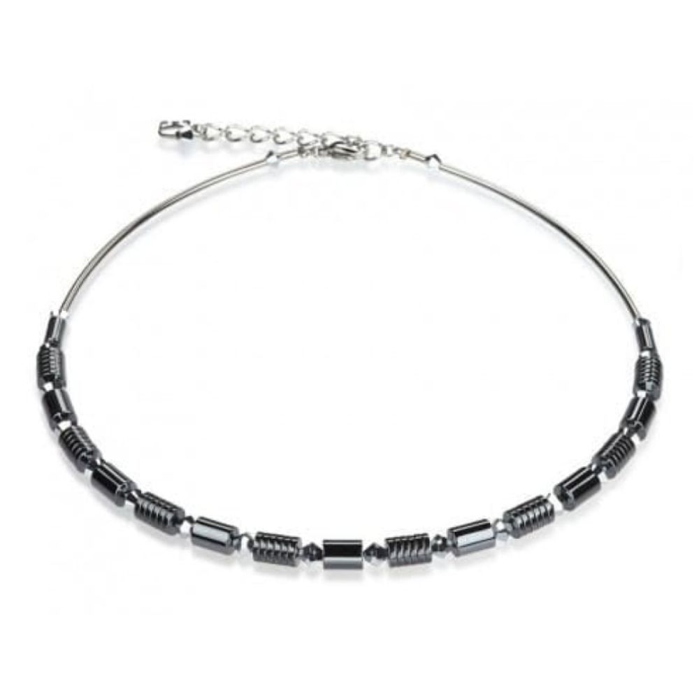 Haematite Cylinder Bead Necklace With Swarovski Elements