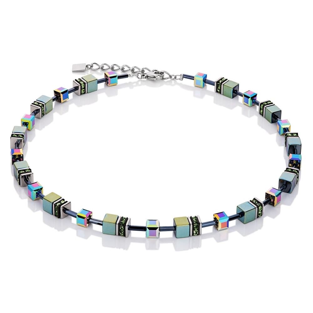 Metallic Green Swarovski Geo Cube Necklace
