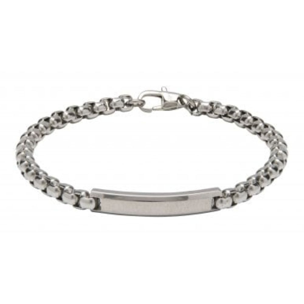 Stainless Steel Chain Bracelet With Bar
