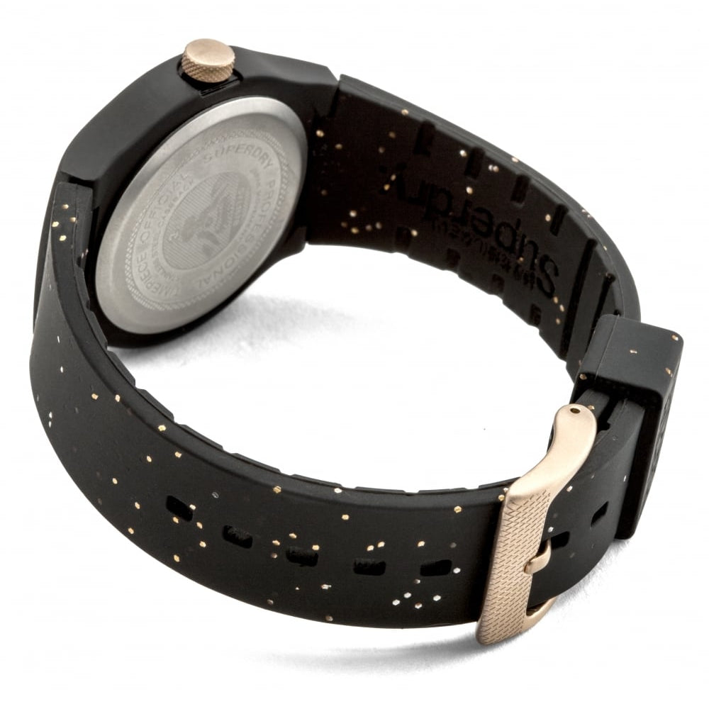 Urban Glitter Black Silicone Strap Watch With Black Dial