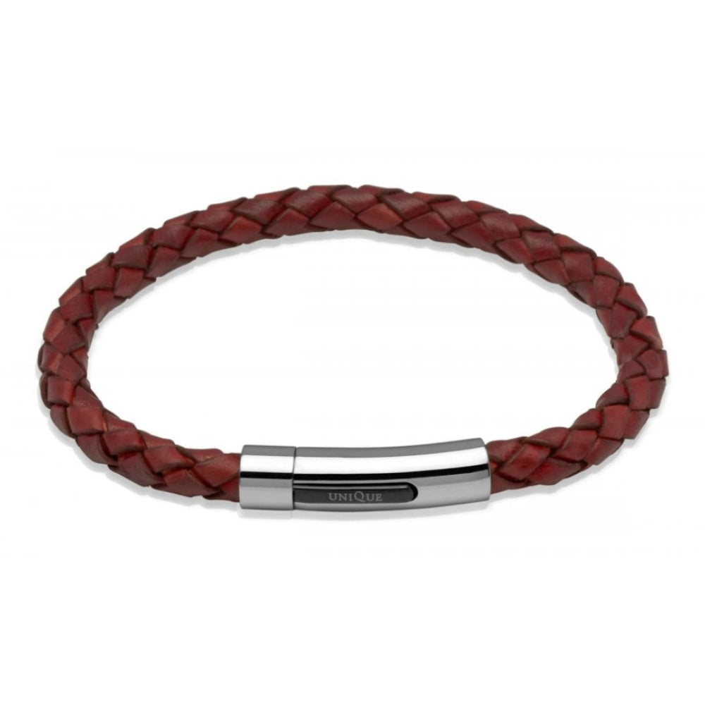 Antique Tan Leather Bracelet-Steel Clasp-Black I.P. Plating