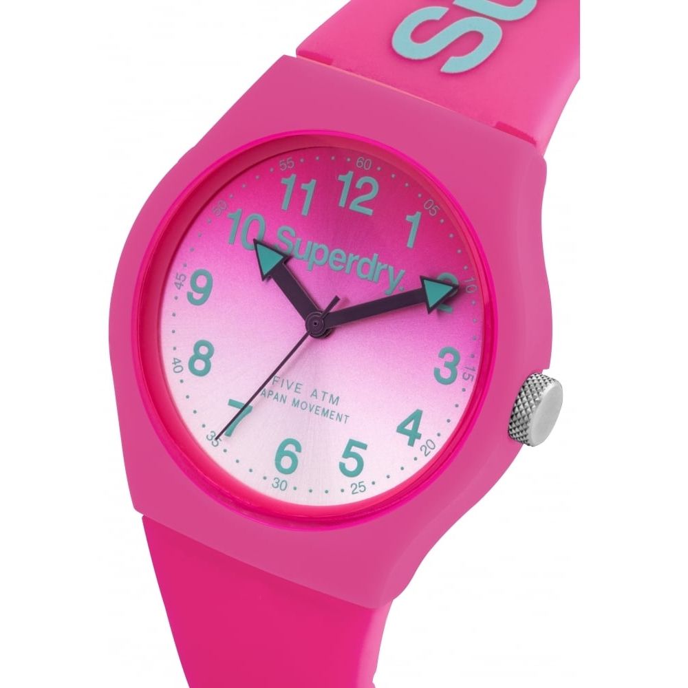 Urban Laser' Pink Silicone Strap Watch With Gradient Pink Mirror Dial