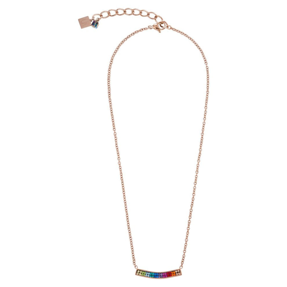 Multicolour Arch With Crystals Pave Rose Gold Necklace