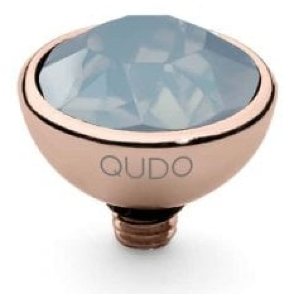 Famosa Rose Gold 10mm Bottone Ring Top Air blue opal