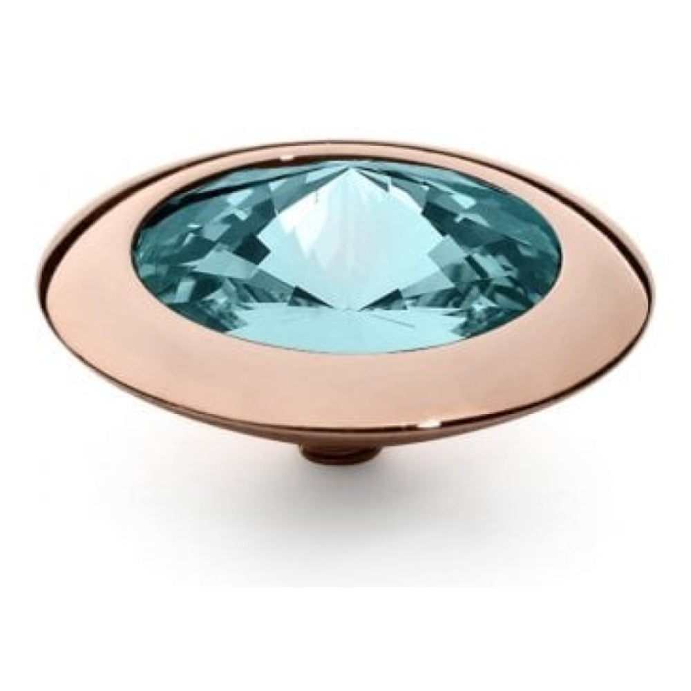 Famosa Rose Gold 16mm Tondo Ring Top Light Turquoise
