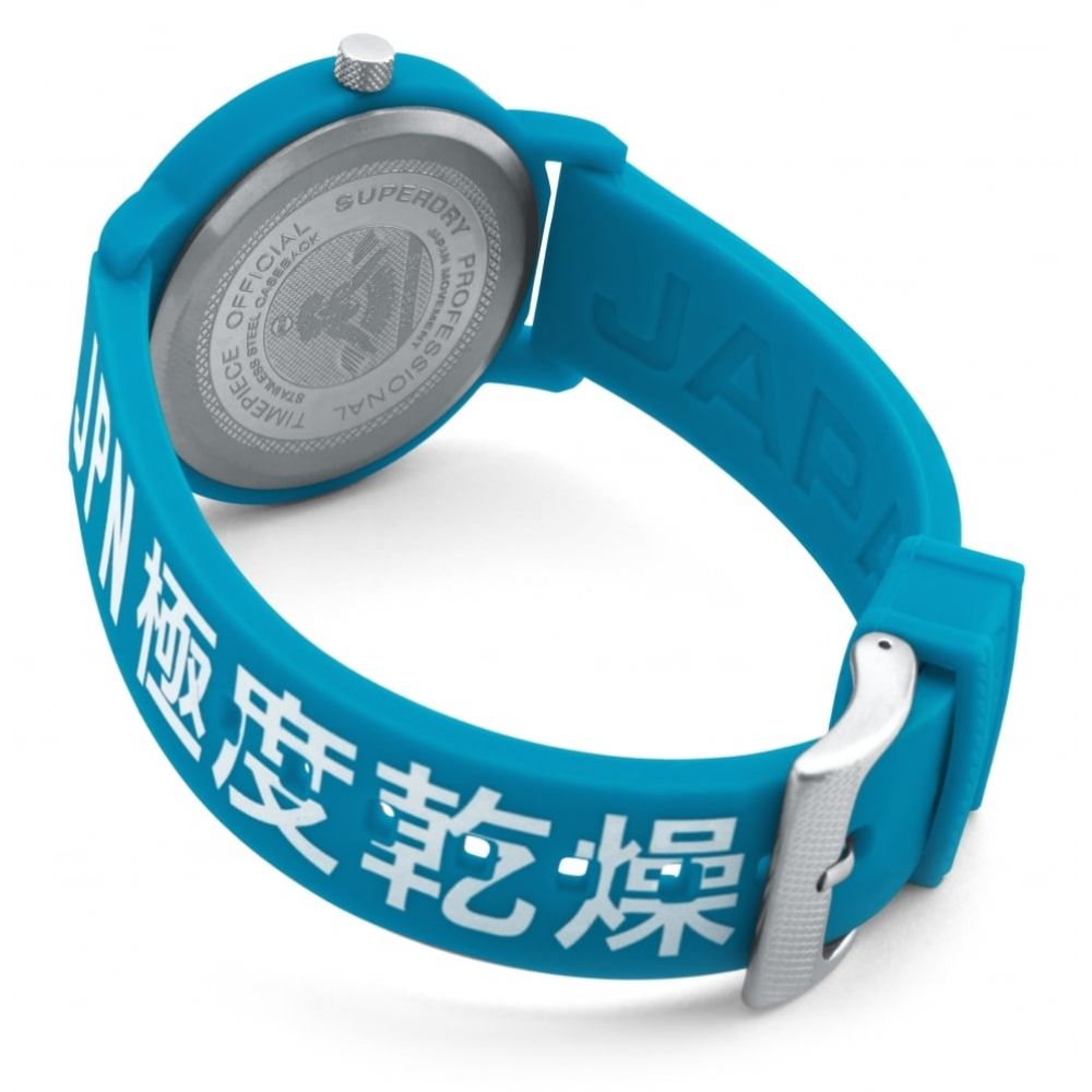 Campus Fluro Block Matte Blue Neon With Printed Logo Silicone Strap Watch With Matte Printed Neon Blue Dial