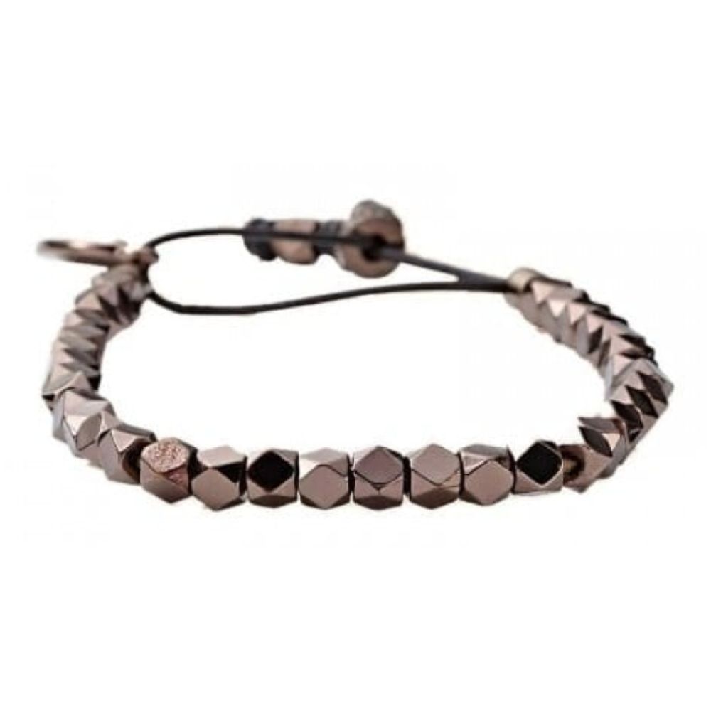 Ladies Vintage Brown Coloured Faceted Metal Bead Bracelet