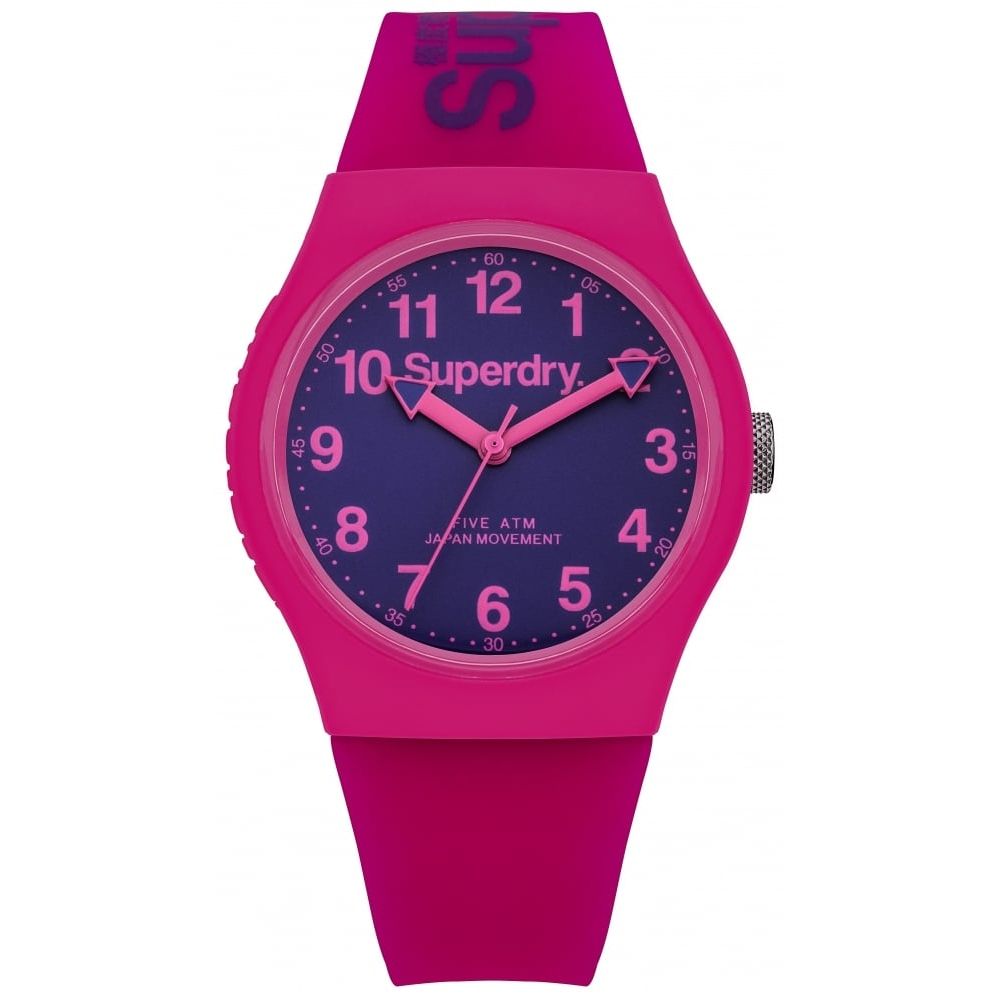 Urban' Pink Silicone Strap Watch With Purple Dial