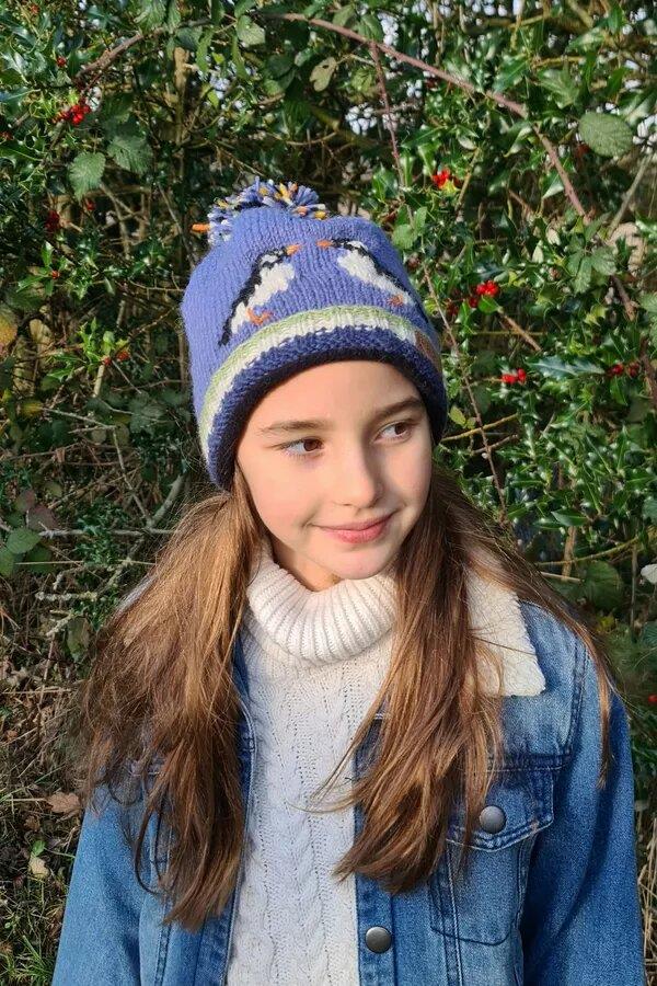 Kids Animal Bobble Hat Puffin
