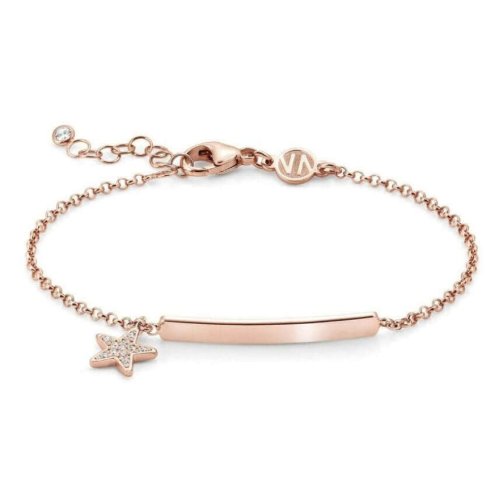Gioie Engravable Bracelet In Rose Gold Tone 925 Silver & CZ Stones Star