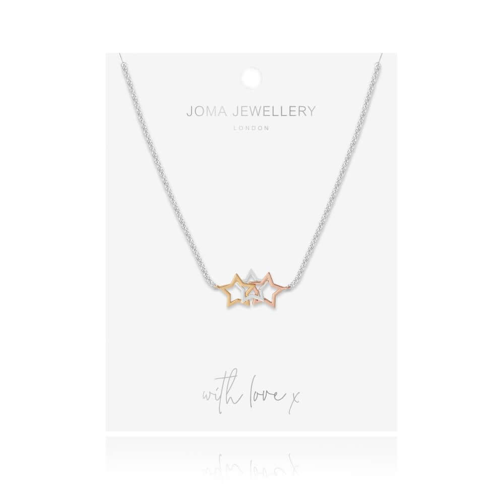 Florence | Star | Silver Rose Gold And Gold | Necklace | 46cm + 5cm Extender