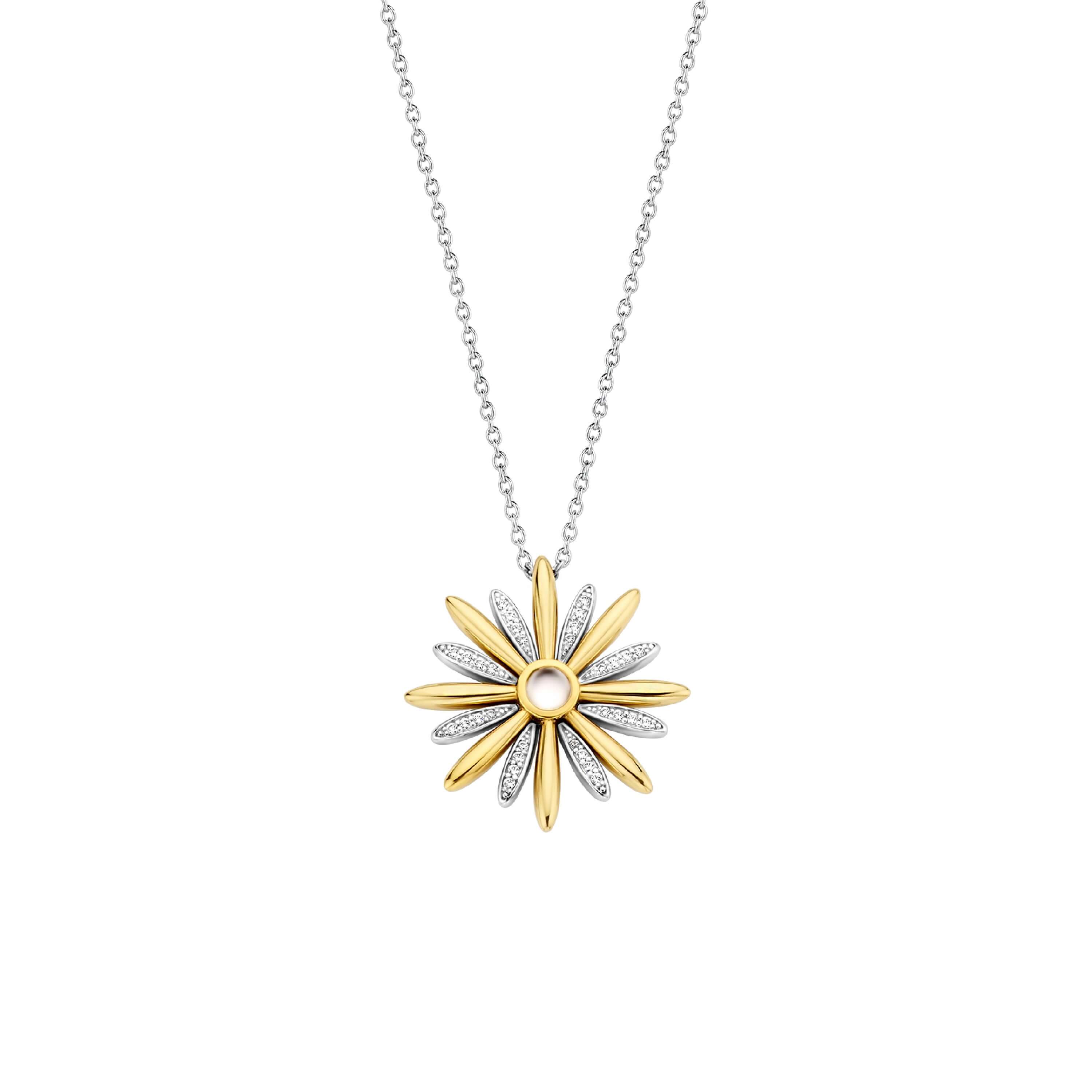 Gold Plated Pave CZ & MOP Star Pendant Necklace