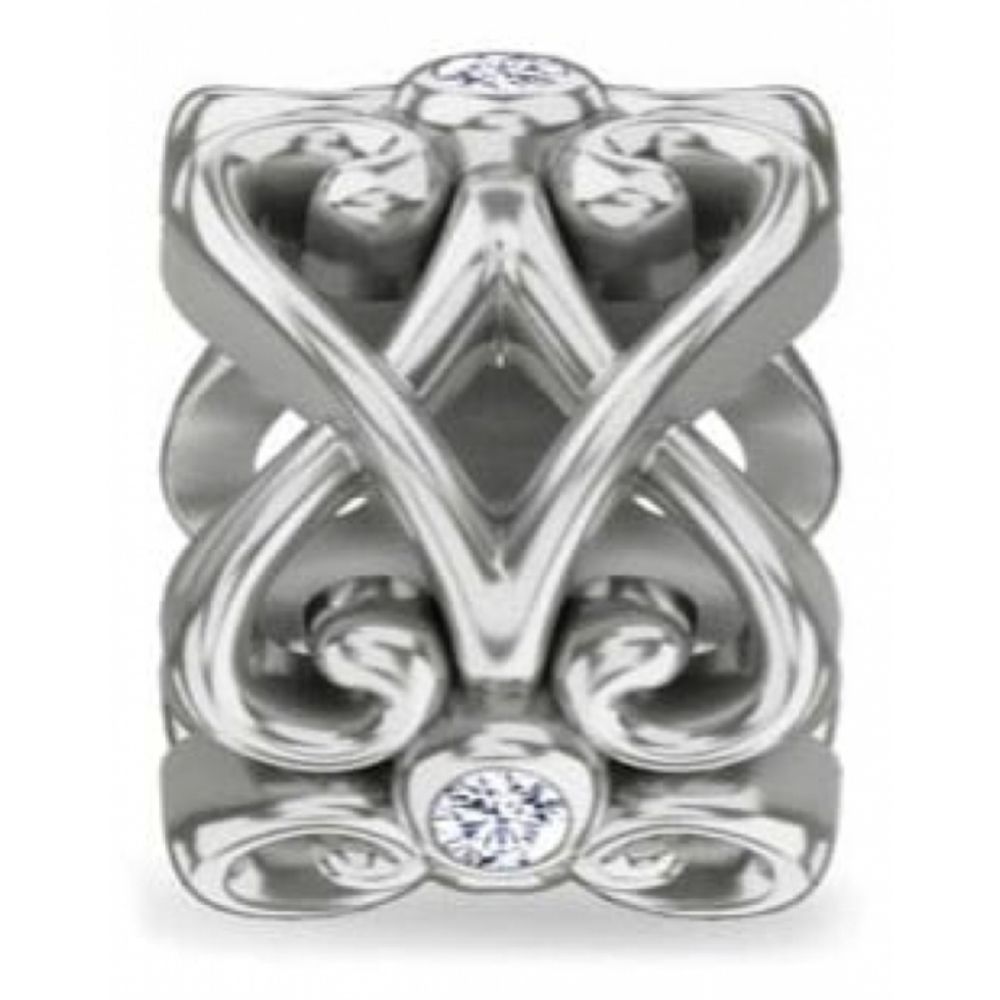 Sterling Silver Heart With White CZ Charm