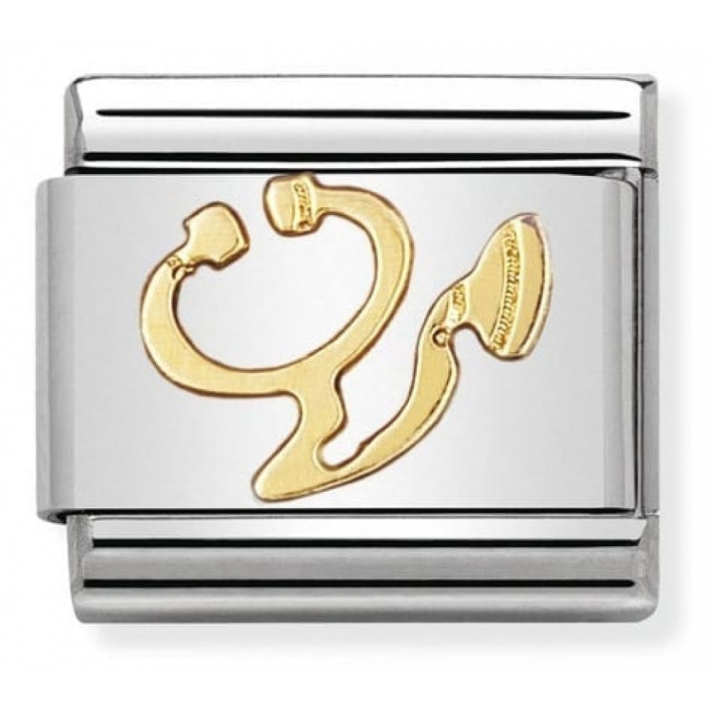 Classic Stethoscope In Stainless Steel With 18k Gold Charm
