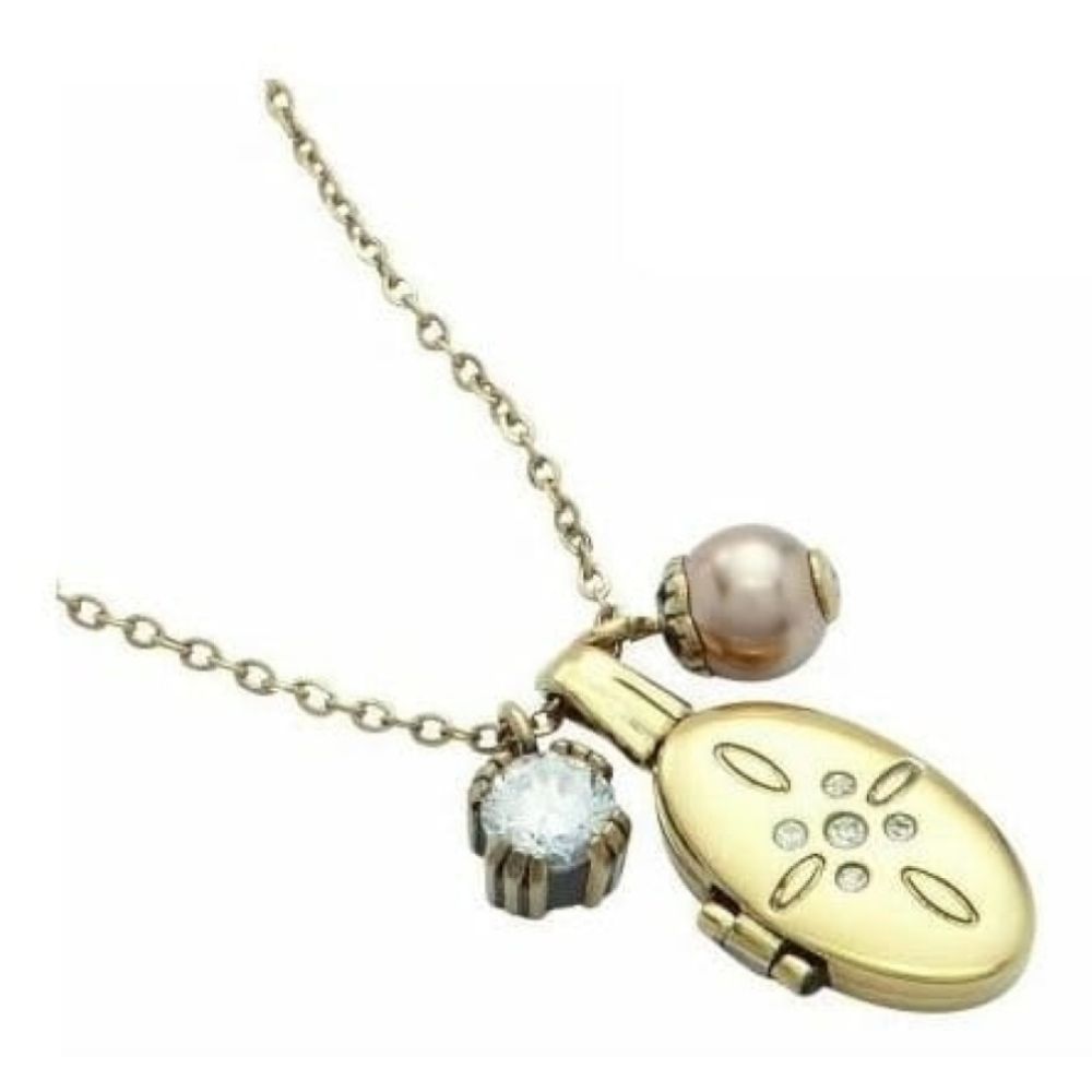 Ladies Vintage Gold Plated Locket Pendant Necklace