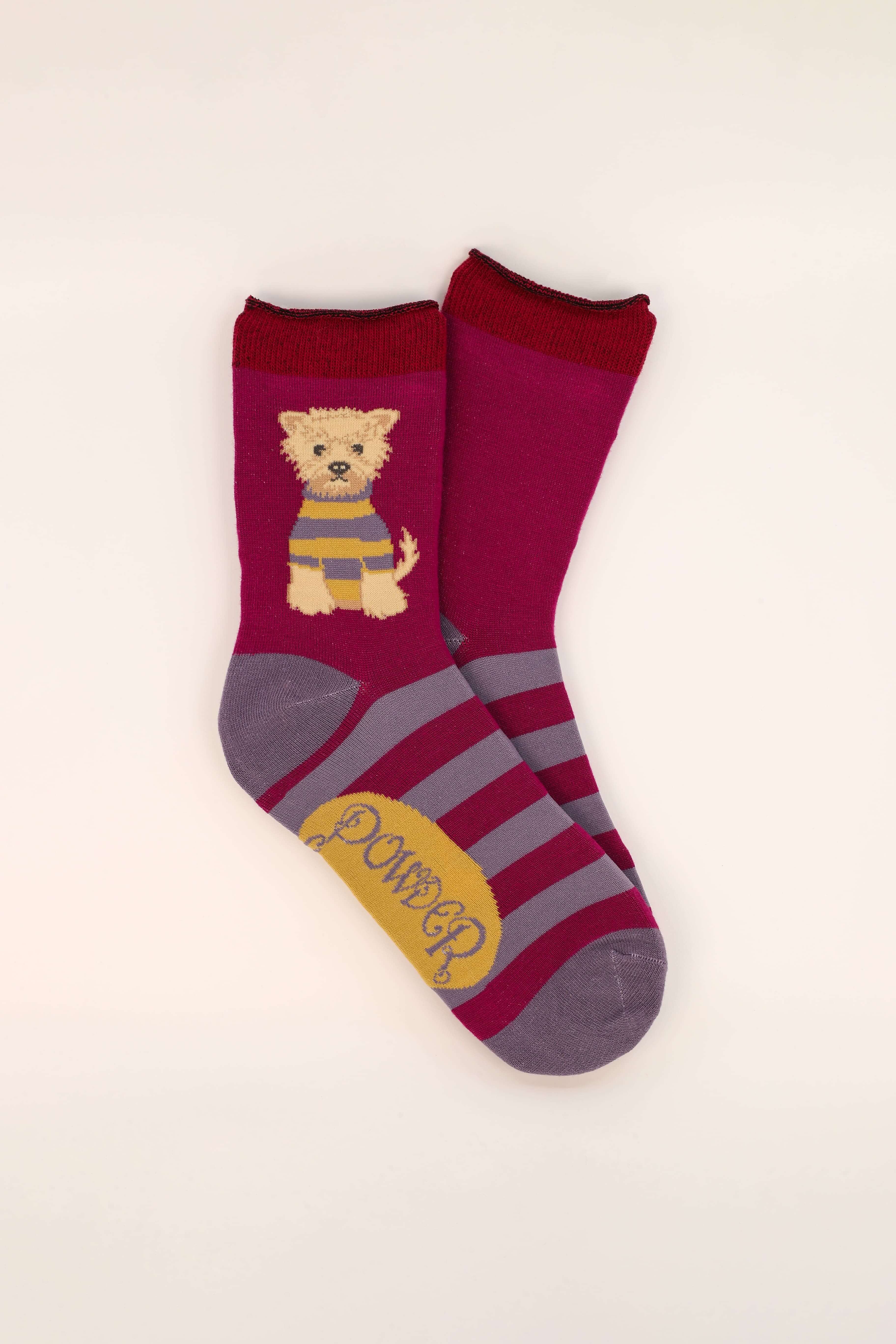 Wooly Westie Ankle Socks - Damson