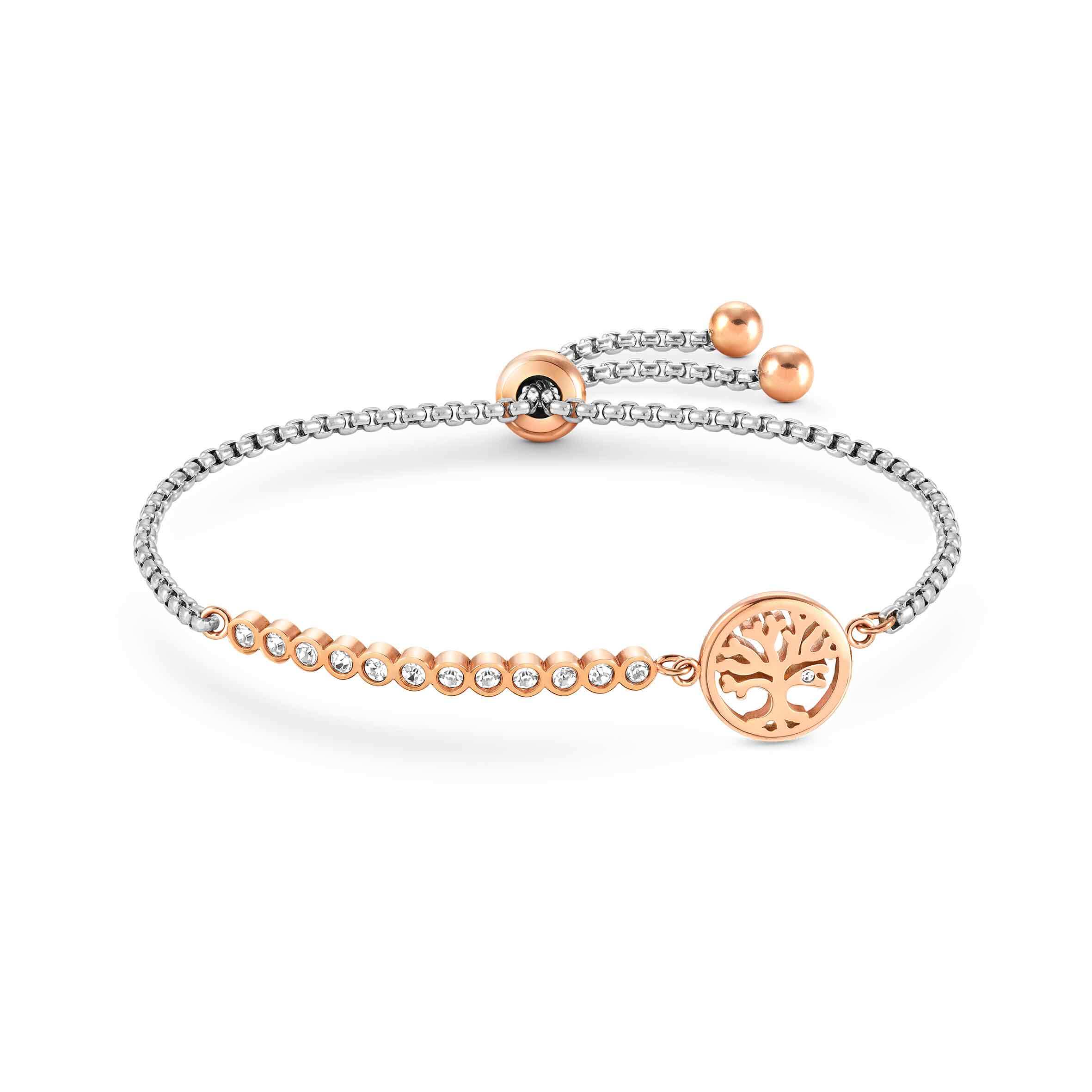 Milleluci Two Tone & CZ Bracelet With Tree of Life