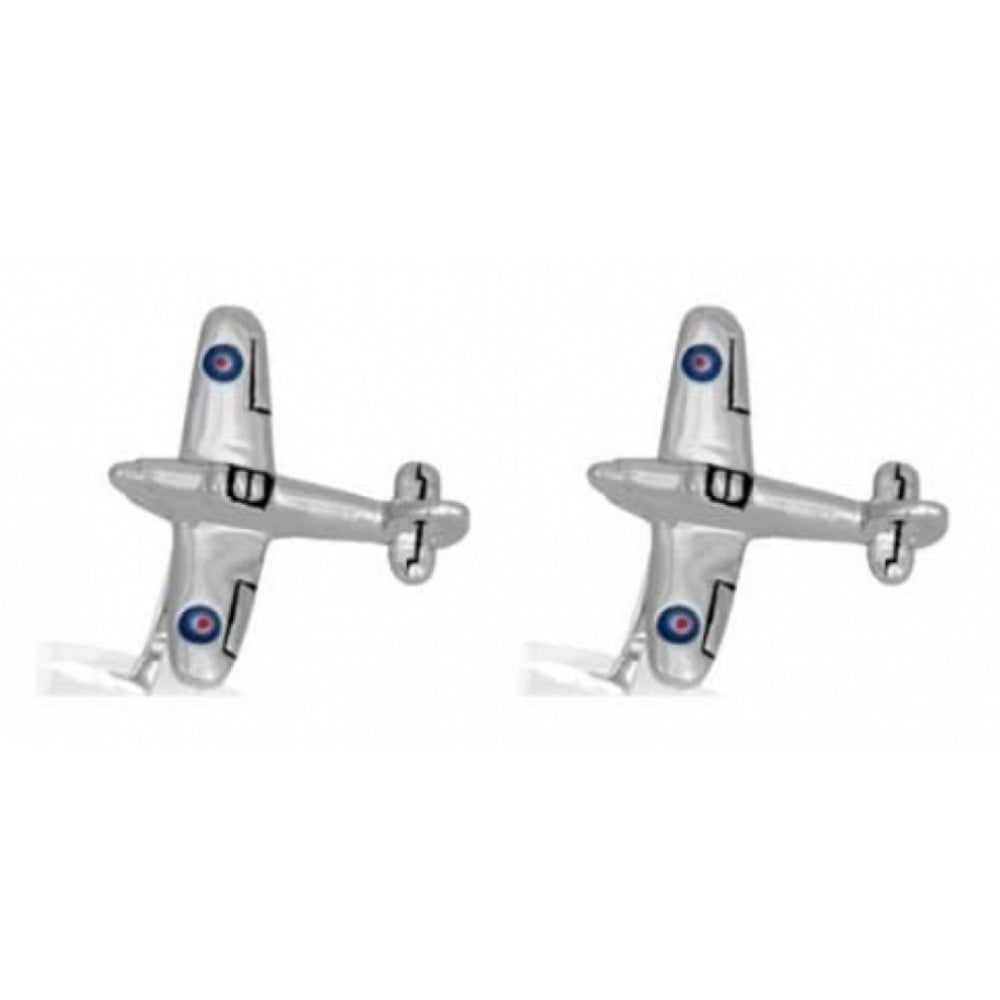 Rhodium Plated Hurricane Airplanes Cufflinks