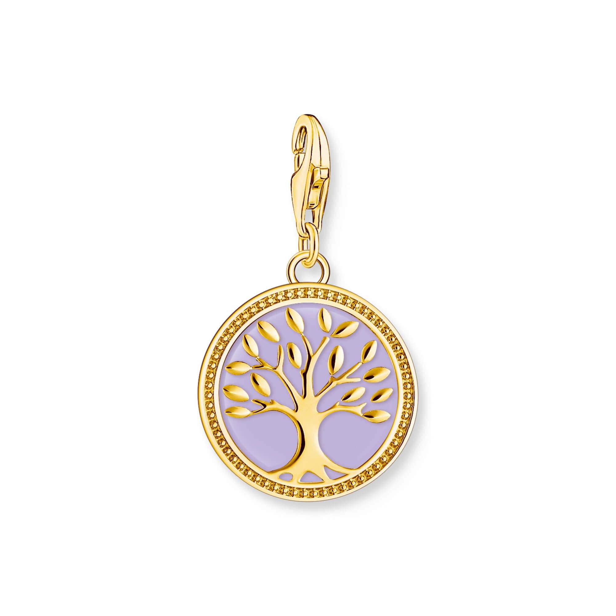 Gold Plated Tree-of-Love With Violet Enamel Charm