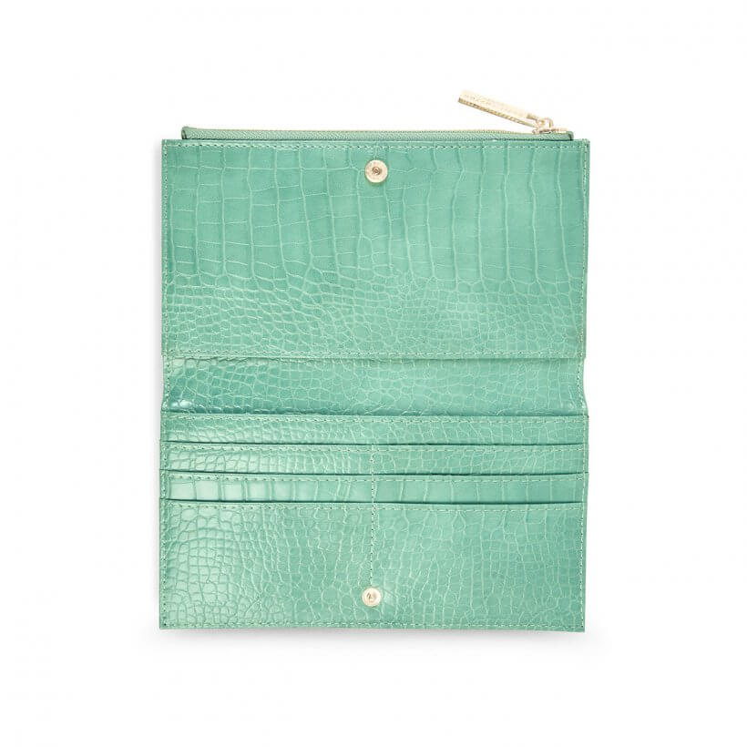 Celine Faux Croc Fold Out Purse | Mint Green