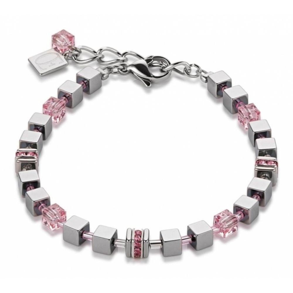 Pink & Silver Geo Cubes Bracelet