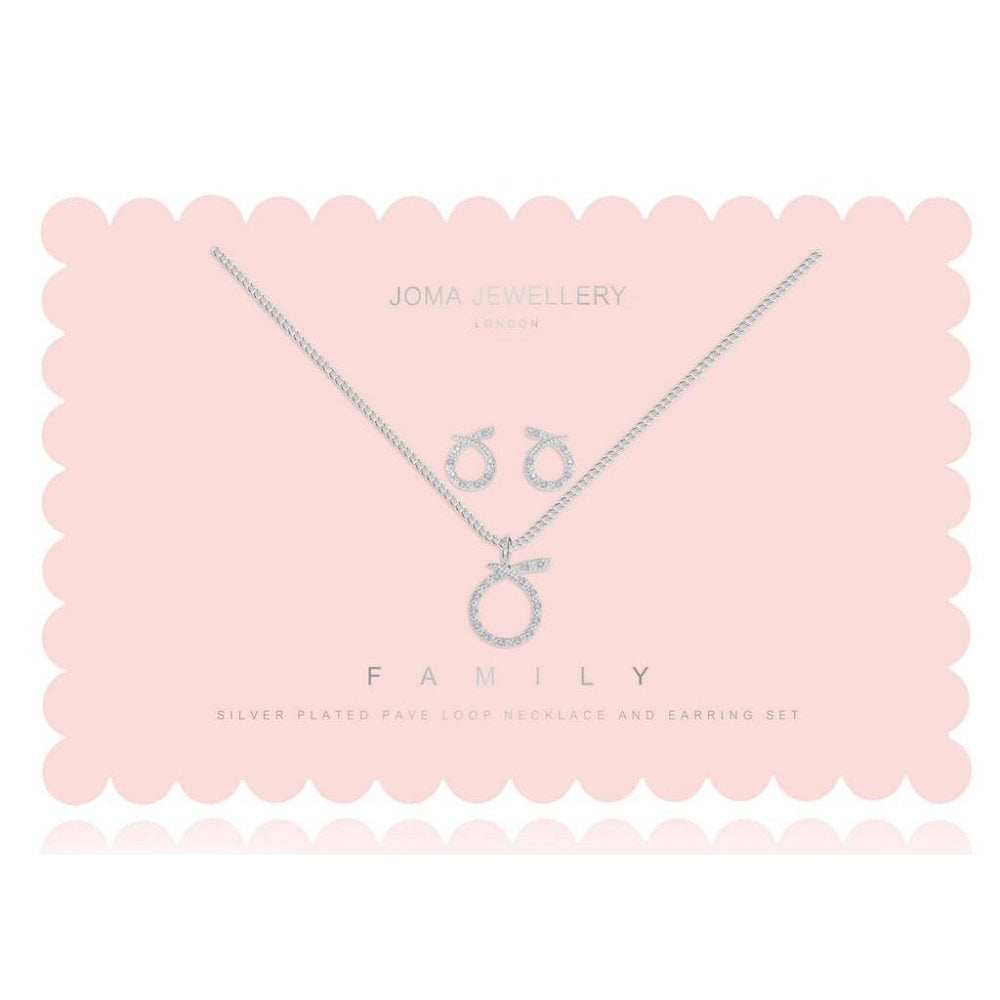 Sentiment Set - Family - Loop Outline Pave Earrings & Necklace Set