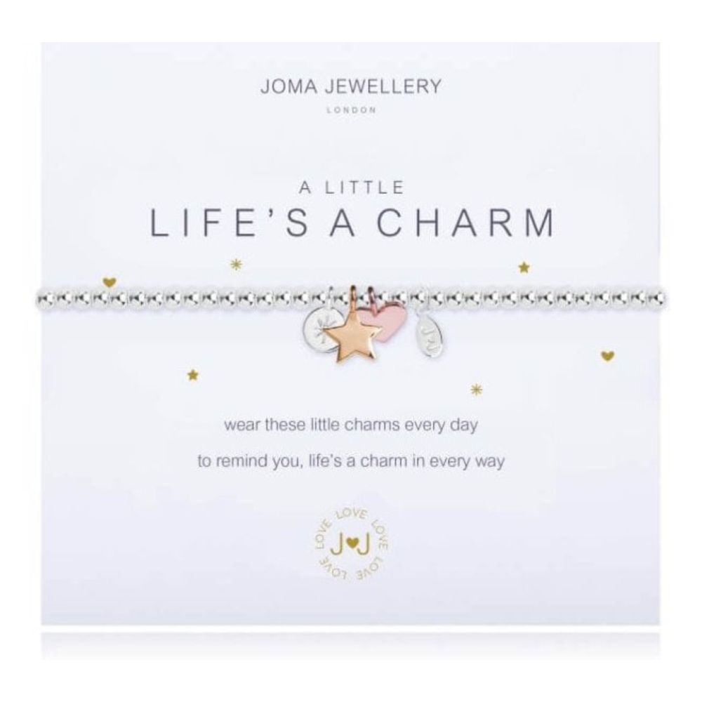 A Little | Life's A Charm | Silver, Gold And Rose Gold | Bracelet | 17.5cm Stretch