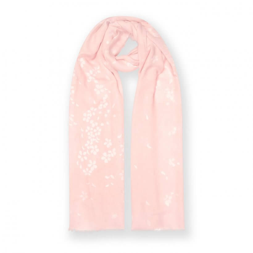 Printed Scarf | Petal Print | Blush Pink And White