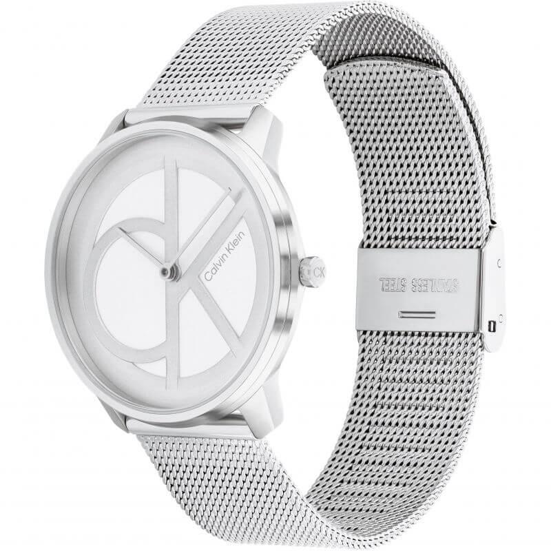 Iconic White & Silver CK Dial & Mesh Strap Watch