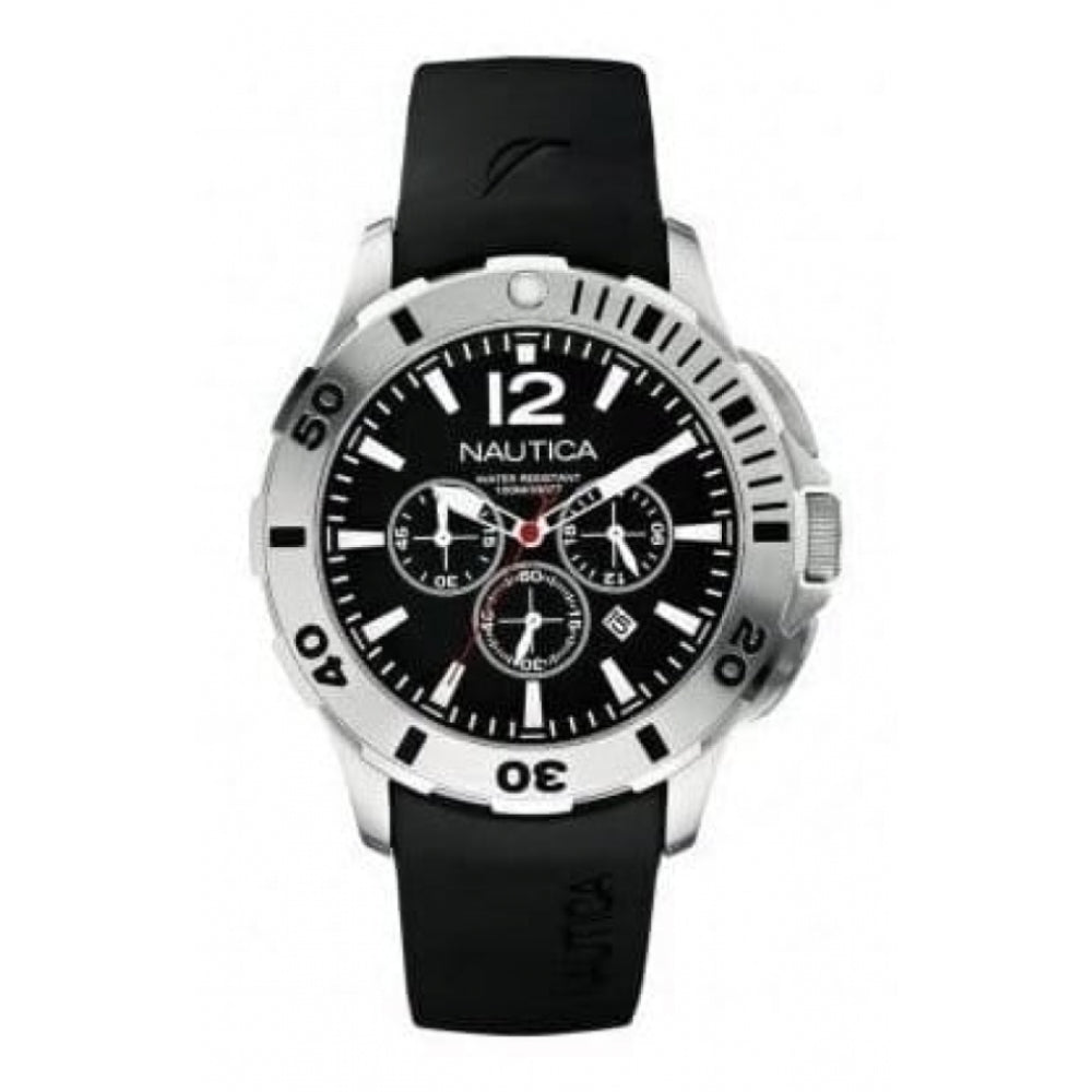 Stylish Black Rubber Chronograph Gents Wristwatch