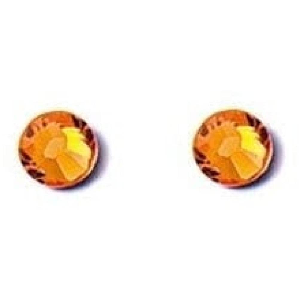 Ladies Circular Orange Studded Swarovski Element Earrings